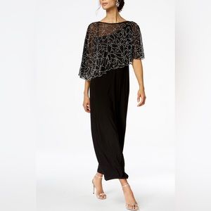 MSK Beaded Overlay Evening Dress Size Petite Small